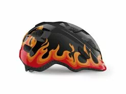 Met Hooray – Børnecykelhjelm – Sort/Flammer – Str. 46-52 Cm